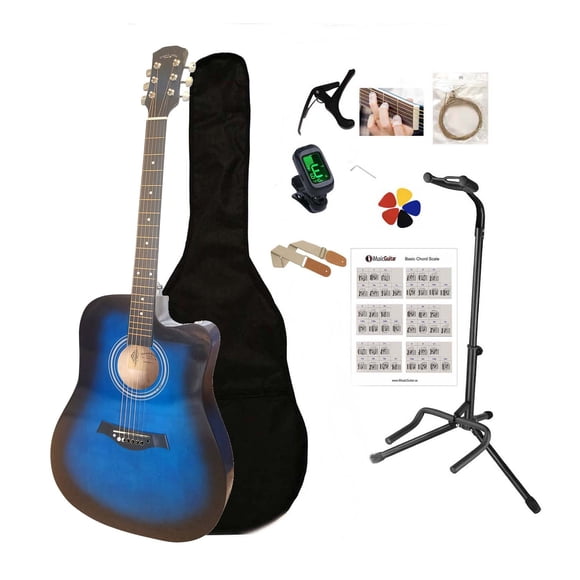 41-Inch Full-Size Acoustic Guitar - Smooth Play, Low Action, Stylish Design - Perfect for Beginners, Adults, and Students with Package (Blue-FP)