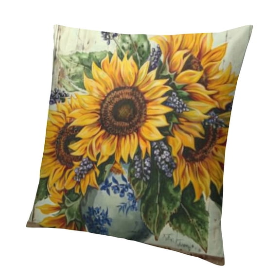 Sunflower Throw Pillows Covers Nature Summer Flower Vase Floral Decorative Square Pillowcases for Couch Sofa Bench