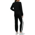 thumbnail image 4 of 2 Piece Sets for Women Fall Plus Size Two-piece Sets Solid Long Sleeve Round Neck Tops Shirt And Drawstring Long Pants Suit, 4 of 6