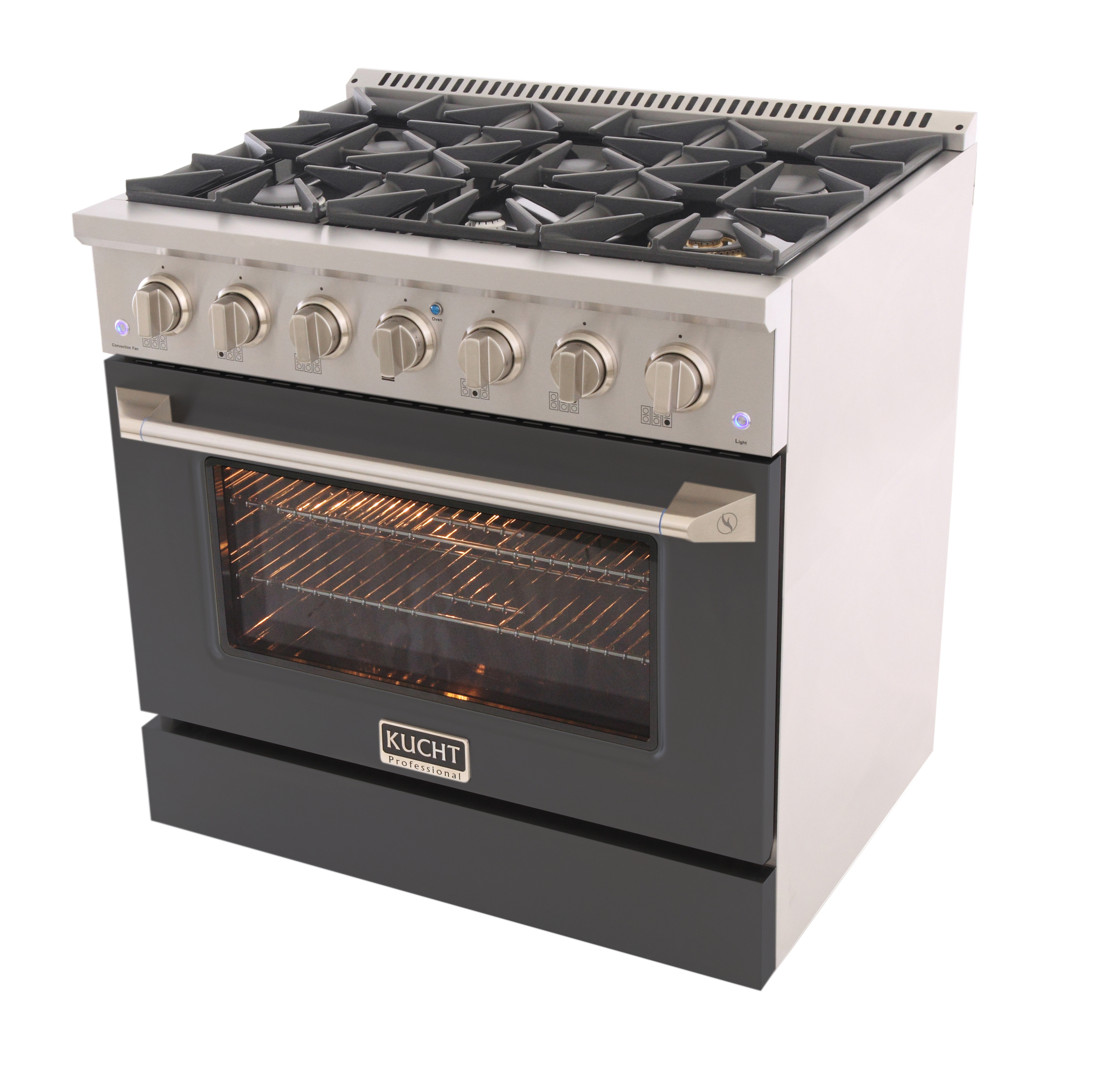 36 in. 5.2 cu. ft Dual Fuel Range for Propane Gas Sealed Burners in Cement Grey.
