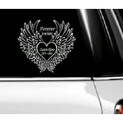 Memory of Decal :  Forever in our Hearts. Choose from: (Custom Name/Date) Auto Decal 9" x 10" (Forever Custom NAME #1)
