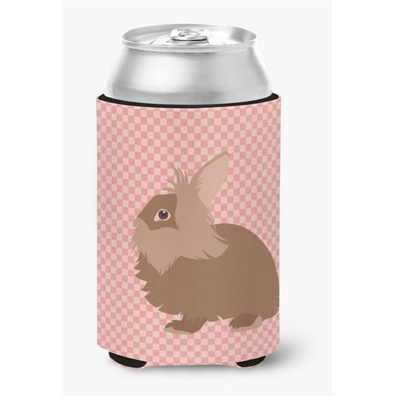 Lionhead Rabbit Pink Check Can or Bottle Hugger