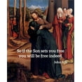 thumbnail image 2 of ArtsyQuotes 15x17 Gold Ornate Wood Framed with Double Matting Museum Art Print Titled - Bible Verse Quote John 8:36, Bernhard Strigel - Christ Taking Leave of His Mother, 2 of 4