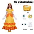 thumbnail image 2 of Zydvens G*irls Halloween Princess Cosplay Costume - Yellow Puff Sleeve Halloween Cosplay Dress Up Set with Crown Gloves and Earrings - Retro Video Game Character Outfit（Adult）, 2 of 9