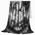 thumbnail image 2 of Two Wolves beneath Moonlit Forest Sky, Dramatic Wildlife Style for Wolf Lovers, Black and White Wolf Portrait and Birthday Gift, Cozy Flannel Blanket for Cabin and Bedroom, Home Decor, 2 of 9