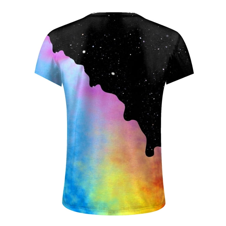 Stamzod Fashion Patchwork Pattern Paint Bucket 3D-Printed T-shirt Cosmic  Galaxy Paint Men Women T-shirts Creative Short Sleeve Black XXXXXL