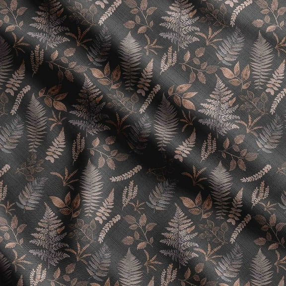 Soimoi Leaves Print, Silk Fabric, Decor Sewing Fabric by The Yard 42 Inch Wide,Decorative Fabric for Shirts Suits Ties, Black