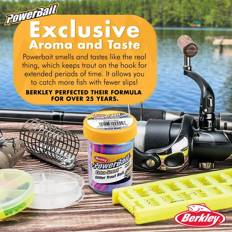 Lurwind Berkley PowerBait Natural Scent Glitter Trout Bait with Rigging  Card - Trout Fishing Materials for Saltwater and Freshwater - Floating