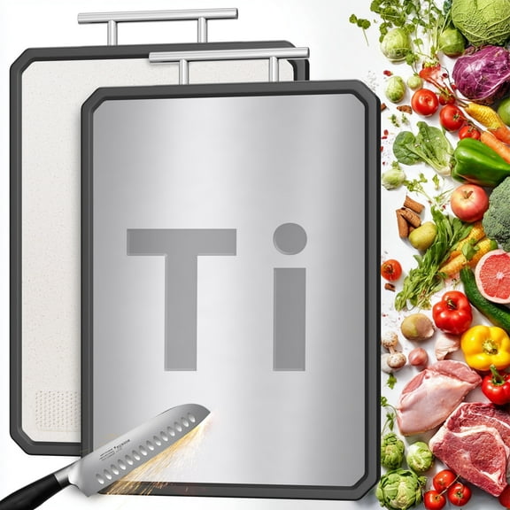 Tooloton Double Sided Titanium & Wheat Straw Chopping Board, 16x11 Inch