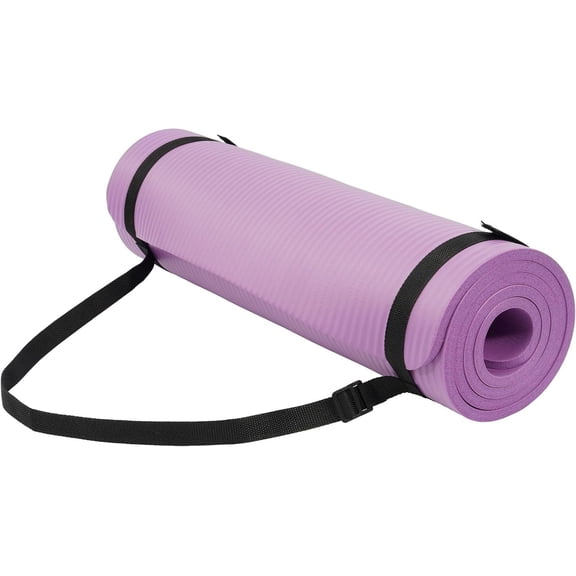 NurtureTail Yoga Mat, 1/2 Inch Extra Thick High Density Exercise Mat with Carrying Strap, Anti-Tear Non Slip Workout Mat for Yoga, Pilates, Stretching and Home Fitness-Taro Purple