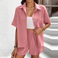 thumbnail image 5 of Women Short Set Two Piece Button Up Shirts and Shorts Summer Clothes Beach Sets for Women, 5 of 7
