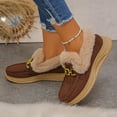 thumbnail image 2 of Pandaie Women's Slip on Loafers Fleece Lined Fuzzy Warm Winter Snow Boots Arch Support Indoor Outdoor Casual Walking Shoes Brown 8, 2 of 6