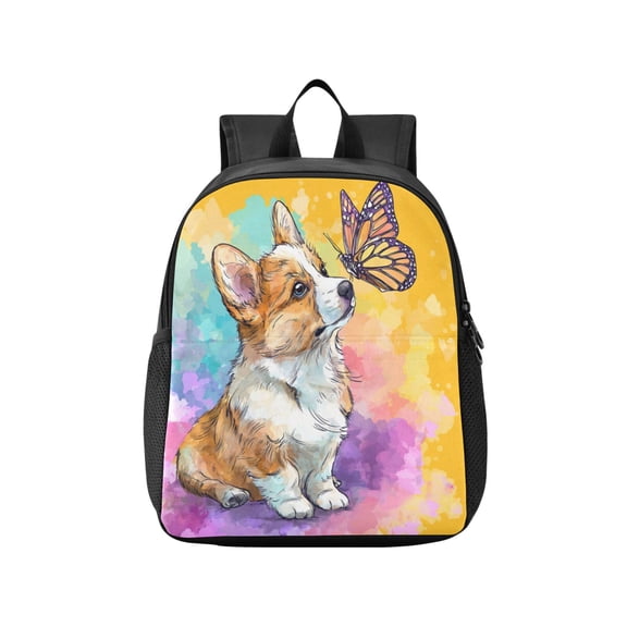 Toddler Backpack Cartoon Drawing Of A Corgi Waterproof Lightweight Backpack Casual Mini Daypack for Daycare & Travel