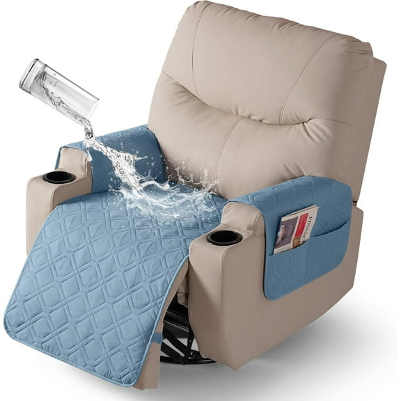 Aorsher 100% Waterproof Recliner Cover with Armrests, Non-Slip Washable Recliner Cover, Pet Furniture Protector Cover with Pocket