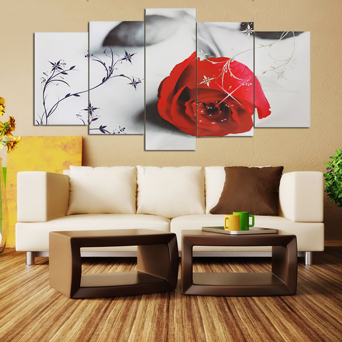 Unframed Red Rose Flower Canvas Modern Living Room Wall Art Oil