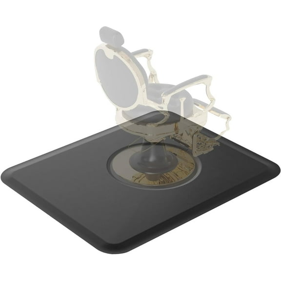 OmySalon 4’x 5’x 1/2'' Thick Salon Mat for Hair Stylist, Barber Floor Mats w/Round Base, Salon Chair Mat Comfort Standing, Barbershop Beauty Spa Equipment