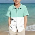 thumbnail image 4 of Frwgonr Big Boys T-shirts Short Sleeve Button Down Shirt Beach Tropical Summer Casual Shirts for Kids 5T-15, Green, 4 of 6