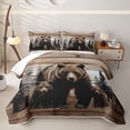 thumbnail image 2 of Erosebridal Rustic Bear Family Twin Quilt Set,Pine Wood Cabin Art Twin Coverlet Set For Boys,2 Pieces, 2 of 7
