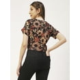 thumbnail image 2 of Moomaya Women Printed Crop Top, Front Knot Short Sleeves Round Neck Summer Top, 2 of 8