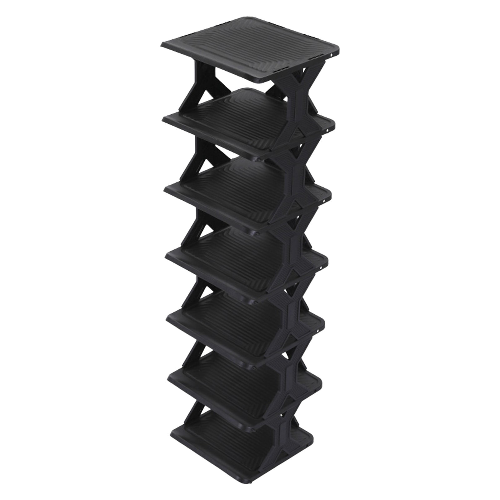 Seyotauo Vertical Shoe Rack -Tall Narrow Shoe Rack Organizer for Small Spaces,7 Tier Bamboo Shoen Shelf for Entryway,Closet,Corner,Doorway,Skinny Shoe Shelf Space Saving Shoe Storage,Free Stackable