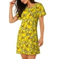 thumbnail image 2 of Pofeuu Ducky Cartoon Animal Yellow Print Women's Loose Fit Short Sleeve Nightgown, Comfortable Sleep Dress for Women, Casual Lounge Sleepwear, Soft Cotton Sleep Dress, 2 of 6