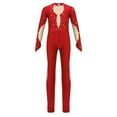 thumbnail image 3 of Aislor Kids Girls Rhinestone Long Sleeve Gymnastics Leotard Figure Ice Skating Jumpsuit Full Body Bodysuit Unitard Size 6-16 Red 6, 3 of 7