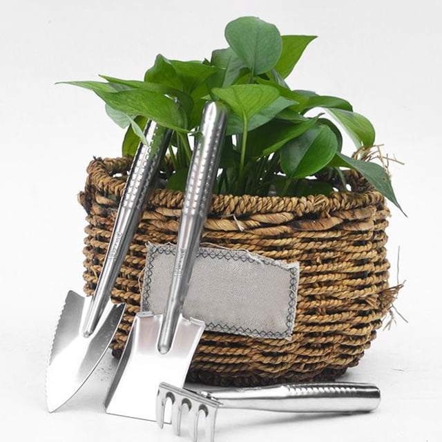 Herramientas de jardinería, juego de herramientas manuales portátiles para jardín, mini rastrillo, paleta y pala para bonsáis, suculentas, hierbas, terrarios y plantas. Pala de jardinería de acero ino