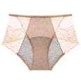 thumbnail image 2 of Mid-Waist Period Underwear for Women, Plus Size Menstrual Panties with Extended Leak-Proof Lining, Breathable Cotton Hygiene Briefs for Heavy Flow Beige L, 2 of 3