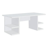 Pemberly Row Modern Wood Writing Desk with Open Shelves in White