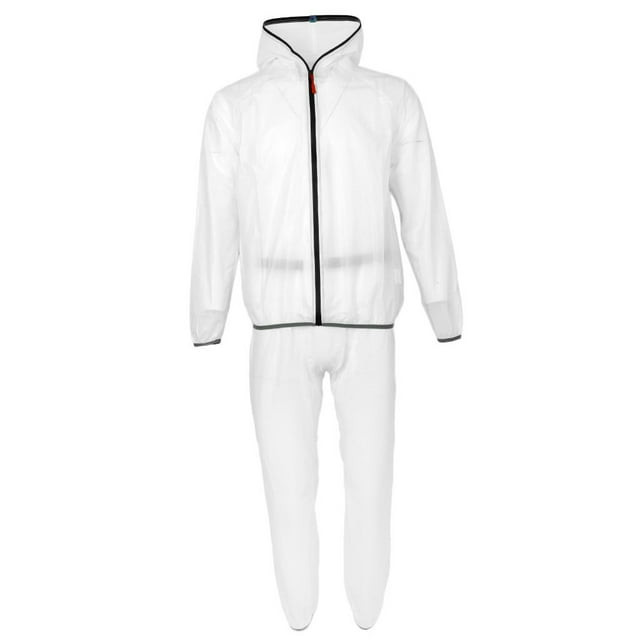Conjunto de chaqueta impermeable y cortavientos para hombre y mujer, traje de lluvia de manga larga S blanco