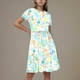 thumbnail image 2 of QQAMB Dresses for Girls Cute Easter Crewneck Patchwork Short Sleeve Spring Summer Trendy Dresses, 2 of 5