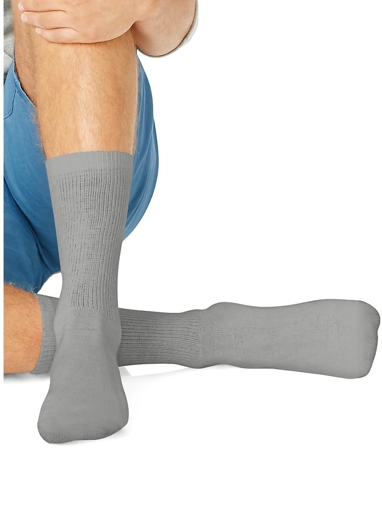 Hanes Hanes Men's Grey Cushion Crew Socks 6Pack, Color Grey, Size