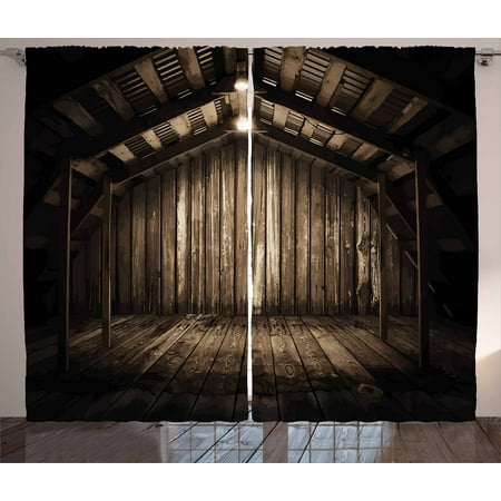 Modern Cottage Homes Modern Decor Curtains 2 Panels Set, Old Wooden Rustic Home Cottage Rural Countryside Grunge Rusty Indoors, Window Drapes for Living Room Bedroom, 108W X 90L Inches, Brown Dark Brown, by Ambesonne ()