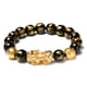 thumbnail image 2 of Pulsera de riqueza de obsidiana negra con pulsera de amuleto rico de la suerte Pi Xiu dorado, 2 of 12