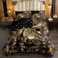 thumbnail image 2 of Dinosaur Bedding Sets Vintage Jungle American Flag Quilt 3D Realistic Dino Comforter Set King,Tropical Tree Branch Wild Animals Duvet Insert Dinosaurios Room Decor, 2 of 6
