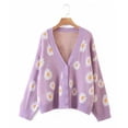 thumbnail image 1 of POINTERTECK Cardigan Tricoté pour Femmes Manches Longues Col en V Pull Imprimé Simple Boutonnage Mode Urbaine, 1 of 7