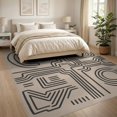 thumbnail image 3 of ODIKA 8'x10' Beige Abstract Geometric Maze Washable Area Rug Modern Minimalist Labyrinth Motif With Interconnected Pathways Non-Shedding, Easy Care, for King Size Bedroom Under Bed, Master Suite, 3 of 7