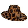 thumbnail image 2 of Classic Fedora Hat Wide Brim Felt Fashion Fedora for Hat for Travel Festival Concert Casual Outfits, Cow Print, 2 of 3