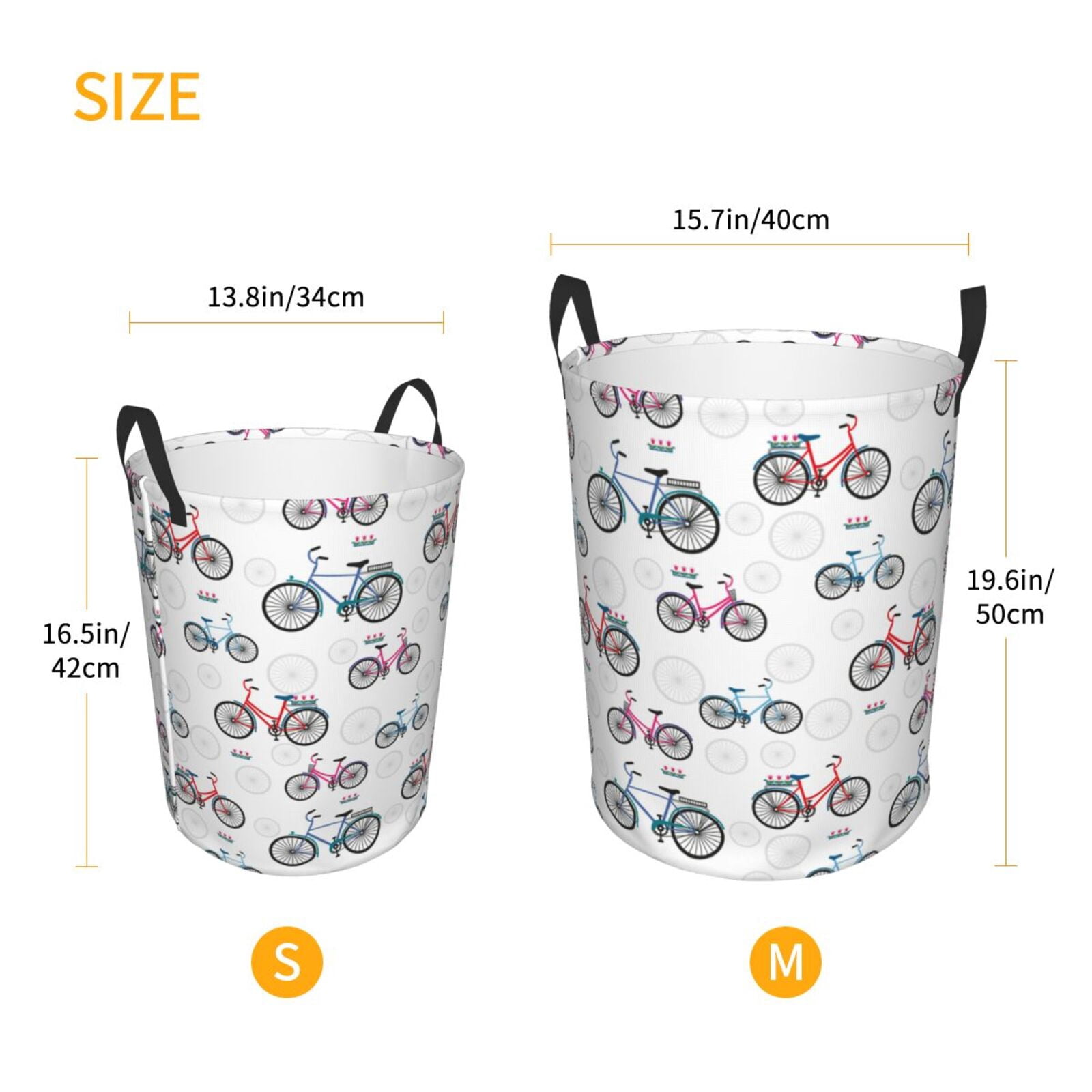Large Laundry Basket with Handles - Bike gear flower Kids Baby Dirty Clothes Laundry Hamper for Bedroom Aesthetic