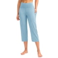 thumbnail image 3 of VV AVEORS Capri Pants For Women High Waist With Pockets Cropped Yoga Pants Workout Leggings Loose Straight Leg Stretch Pedal Light Blue S, 3 of 6