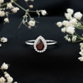 thumbnail image 3 of Rosec Jewels Garnet Teardrop Engagement Ring with Halo - 1 Carat - 5X7 mm Pear Shape - Natural Garnet Diamond Ring - AAA Grade, 18K White Gold, US 10.50, 3 of 8
