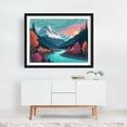 thumbnail image 2 of Vibrant Alpine Sunset - Painting Landscape Mountain Autumn Nature Scenic Sunset Black Framed Wall Art Print 11 x 14 inches, 2 of 3