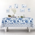 thumbnail image 2 of White and Blue Porcelain Waterproof Fabric Tablecloth, Rectangle Watercolor Wrinkle Oil-Proof Resistant Table Cover for Dining Table, Buffet Parties and Campin,(60" x 84" inch), 2 of 6