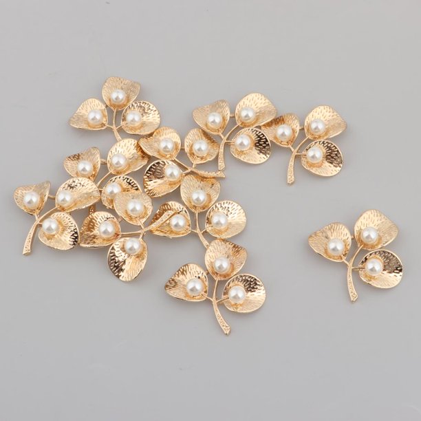 10 Piezas Colgante de Encanto Forma de Hojas con Perlas Artificiales de Respaldo Plano para Proyectos de Arte y Manualiadades A31 Soledad Colgante de dijes de perlas
