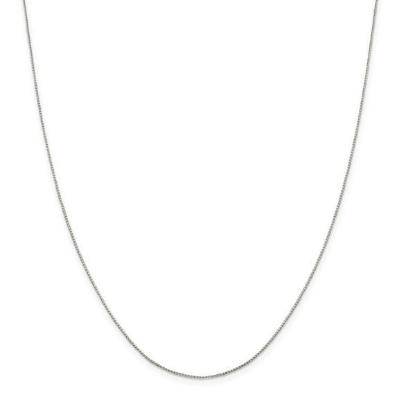 White Sterling Silver necklace Box chain Pendant Diamond-cut 18 in 0.6 mm