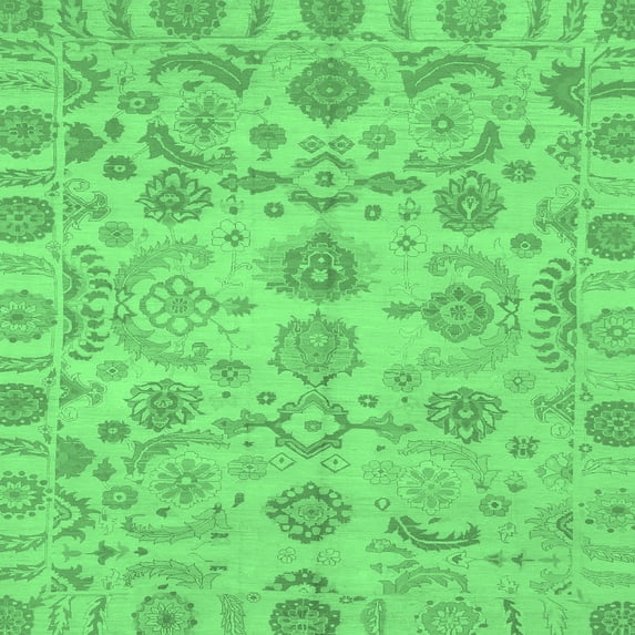 Ahgly Company Indoor Square Oriental Emerald Green Traditional Area Rugs, 8' Square