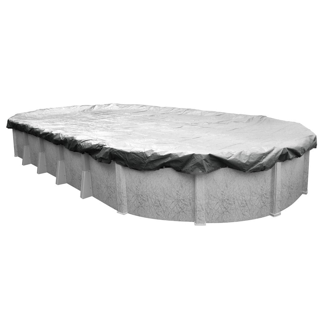 Pool Mate 10 Year Heavy-Duty Silver Oval Winter Pool Cover, 16 x 32 ft. Pool