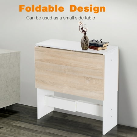 Drop Table Wood Folding Dining Multi Use Side Desk Space Saving Home Furniture White Oak Canada Drop Table Wood Folding Dining, Fold Up Dining Table