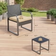 thumbnail image 2 of 3 Piece All-Weather PE Rattan Patio Bistro Set, Outdoor Wicker Patio Furniture Set, Conversation Chairs with Tempered Glass Table for Balcony Yard Poolside Garden, Beige, 2 of 6