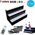 thumbnail image 5 of 3 Step Liquor Bottle Display Shelf 24 INCH LED Lighted Bar Shelf for Home Commercial Bar, with Remote Control Multiple Colors, Black, 24 inch 3 Step, 5 of 8